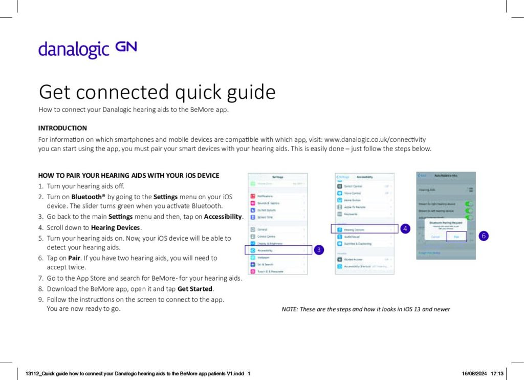 Quick guide connectivity BeMore app