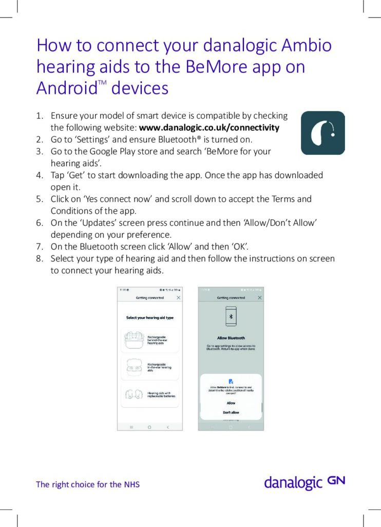 How to connect your Ambio hearing aids to the Be More app on Android devices