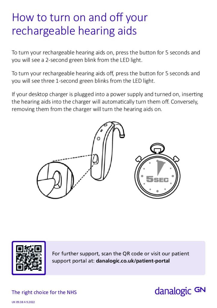 How to turn your rechargeable hearing aid on and off