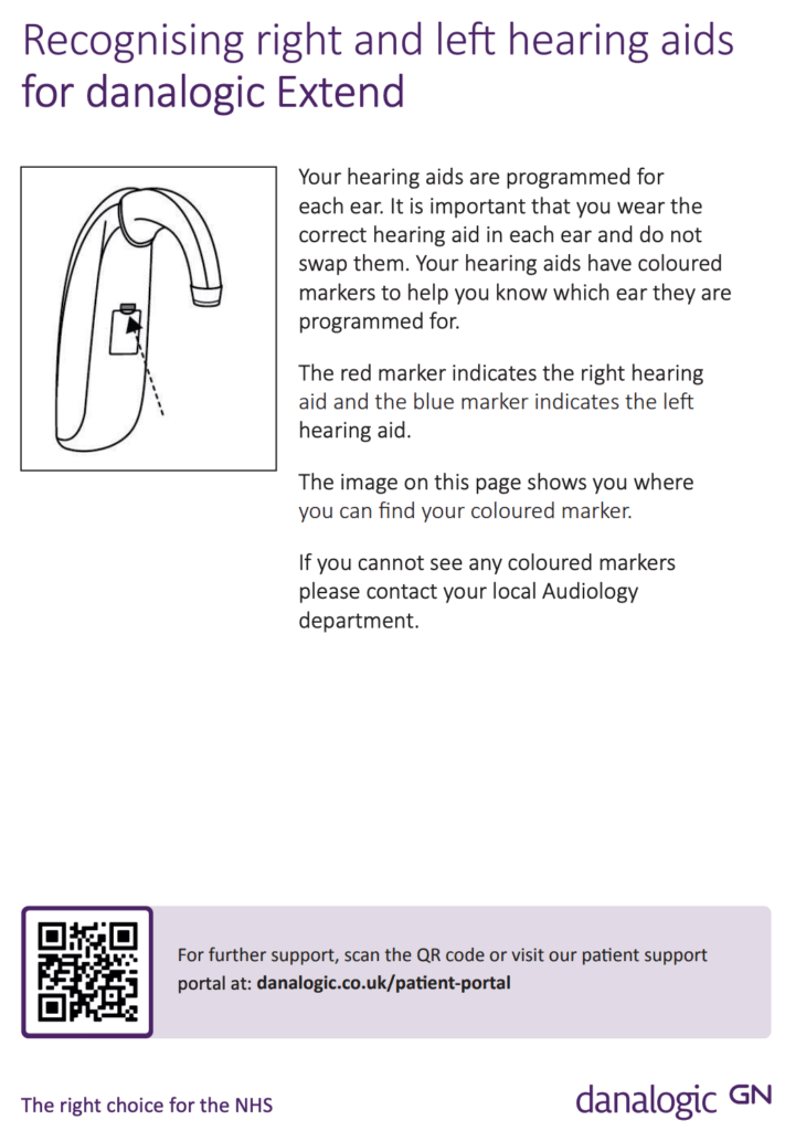 Recognising right and left Extend hearing aids – Extend